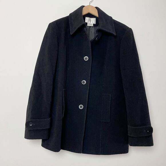 Worthington Dark Academia Preppy Minimalist Old Money Wool Pea Coat Size L - Picture 1 of 8